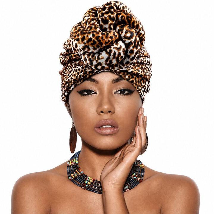 12PCS - Leopard Patterned Turban Hats PKH7120 - Especially Yours