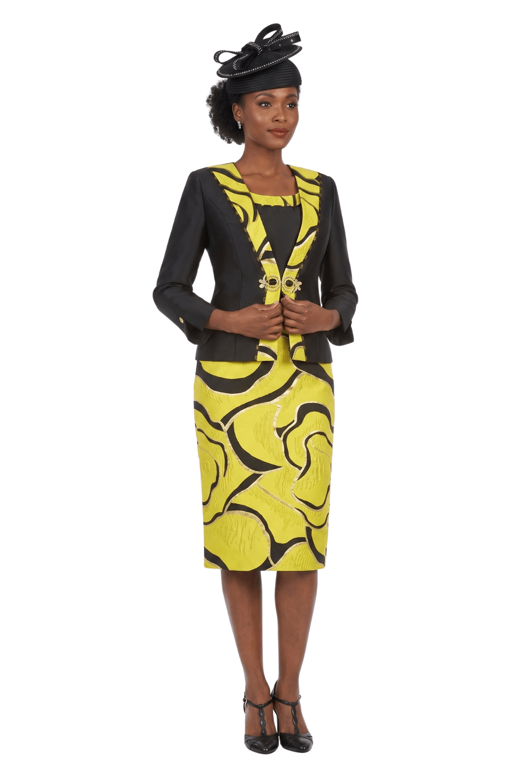 3pc Brocade+Silky Twill Skirt Suit w Beads