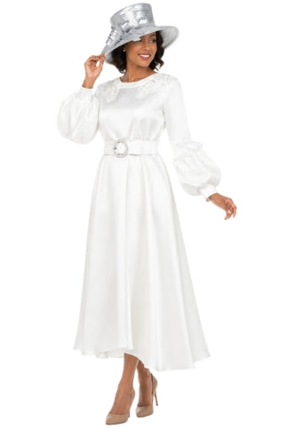Belted A-line Dress w/ Beaded Embroidery