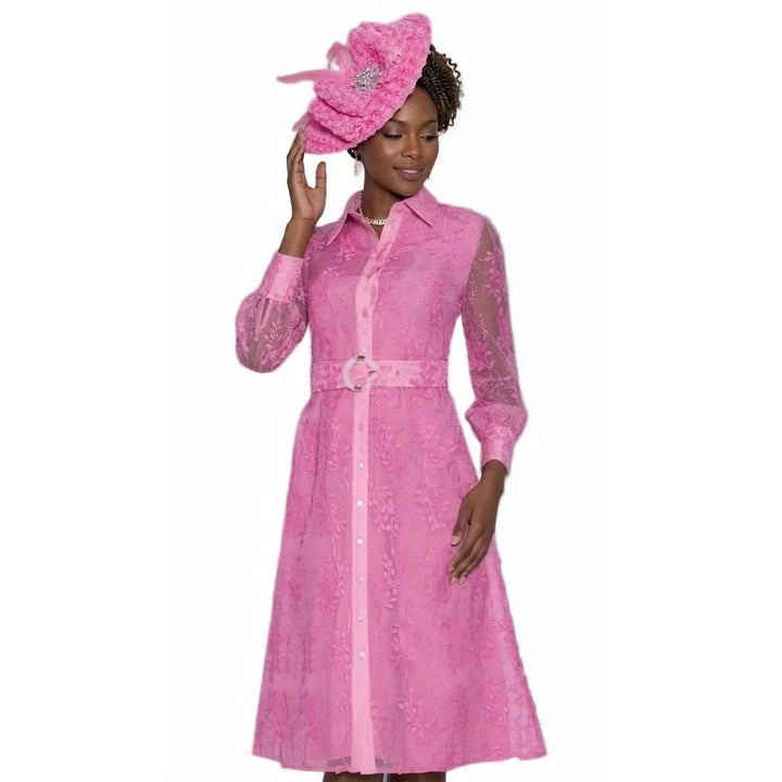 Elegant Pink Lace Button - Down Dress by Lily & Taylor - Especially Yours