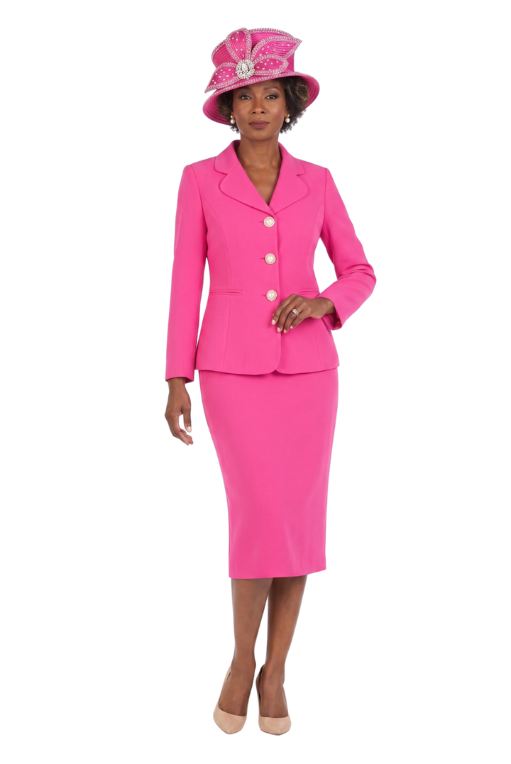2pc Vintage Lapel 3-button Skirt Suit-Plus