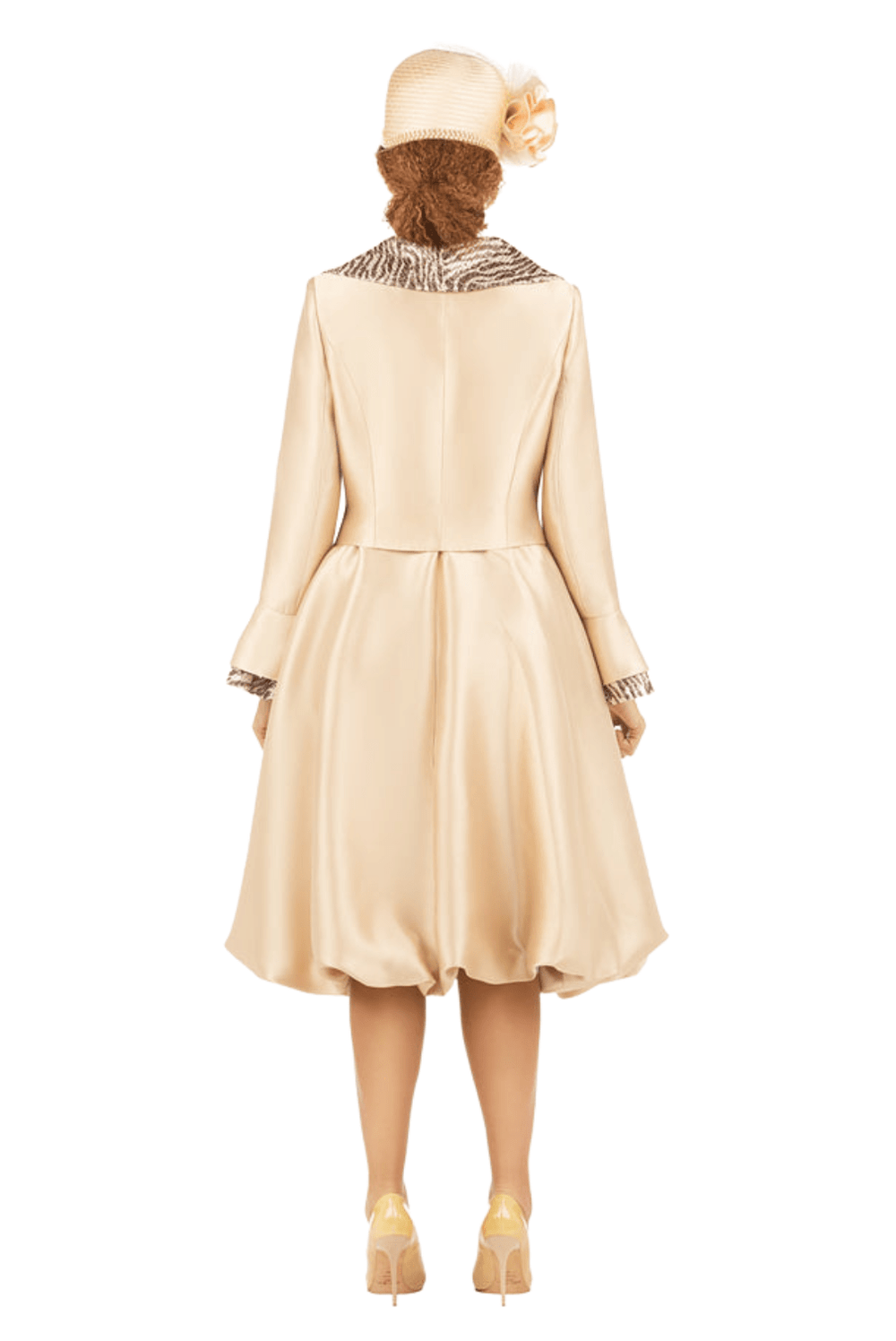 Faux 2pc Silky Twl + Sequined Collar Coat Dress - Especially Yours
