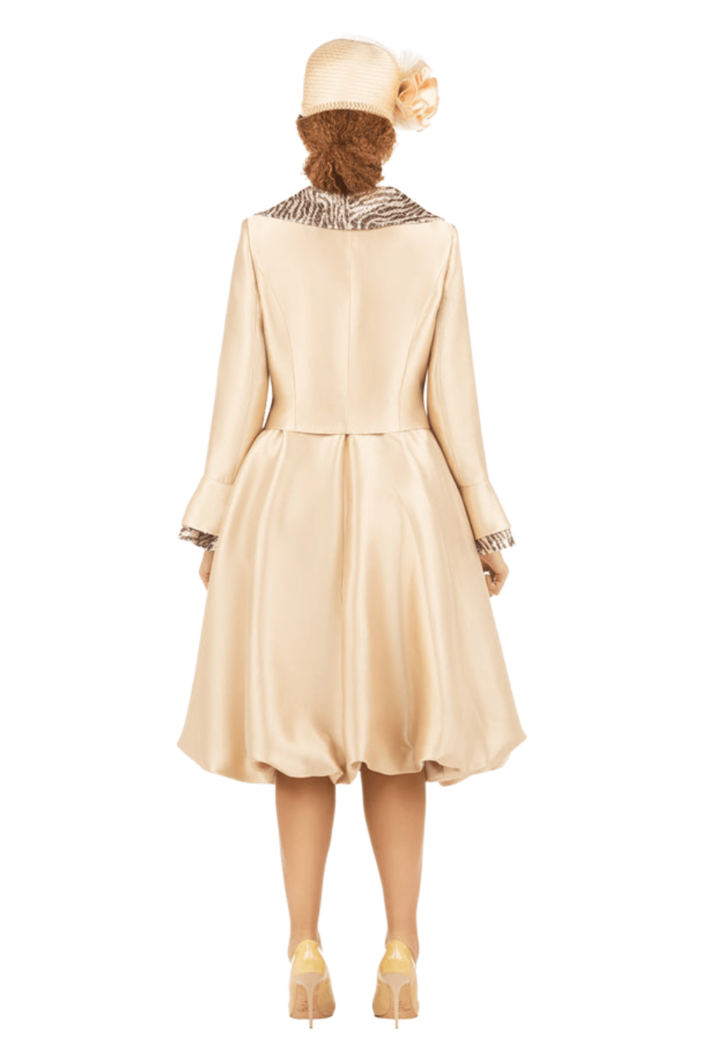 Faux 2pc Silky Twl + Sequined Collar Coat Dress - Especially Yours