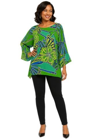 Lior Women's One Size Fits All Lime Floral Print Tunic Top - Especially Yours
