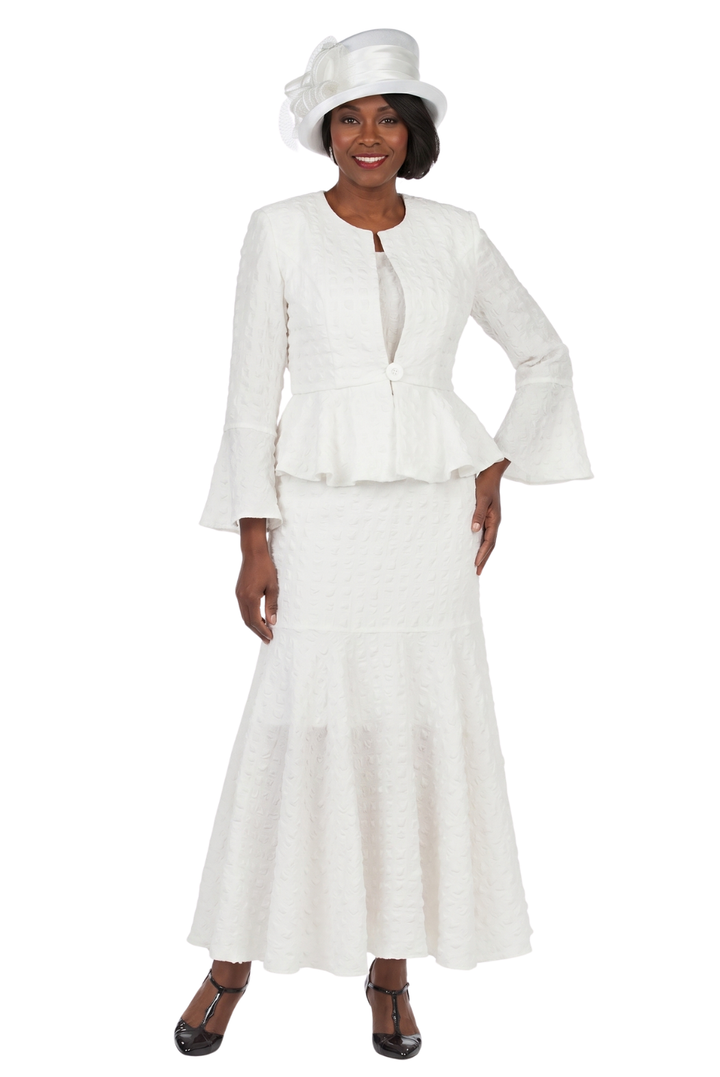 3pc Popcorn Peplum Jkt, Cami, Maxi Skirt Set-Plus