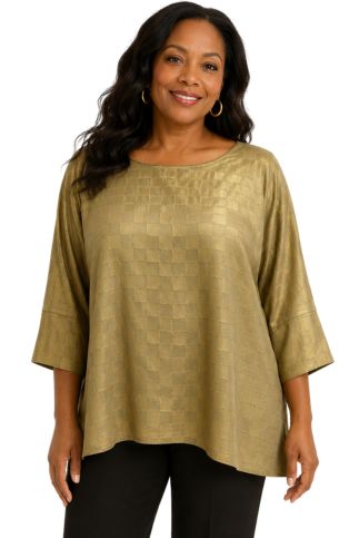 LIOR Women's Sparkling Gold Sheer Blouse One Size Fits All - "S1008-A200" - Especially Yours