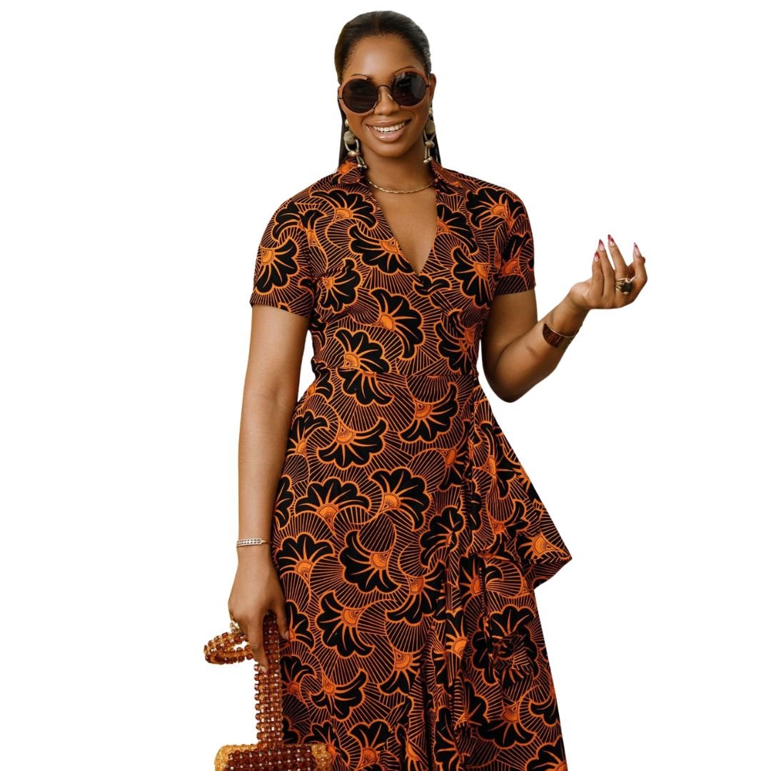 BOLA AFRICAN PRINT WRAP MAXI DRESS [MULTICOLOR] - Especially Yours