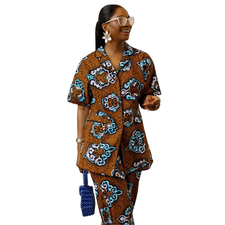 LARA AFRICAN PRINT SHIRT SET [MULTICOLOR] - Especially Yours