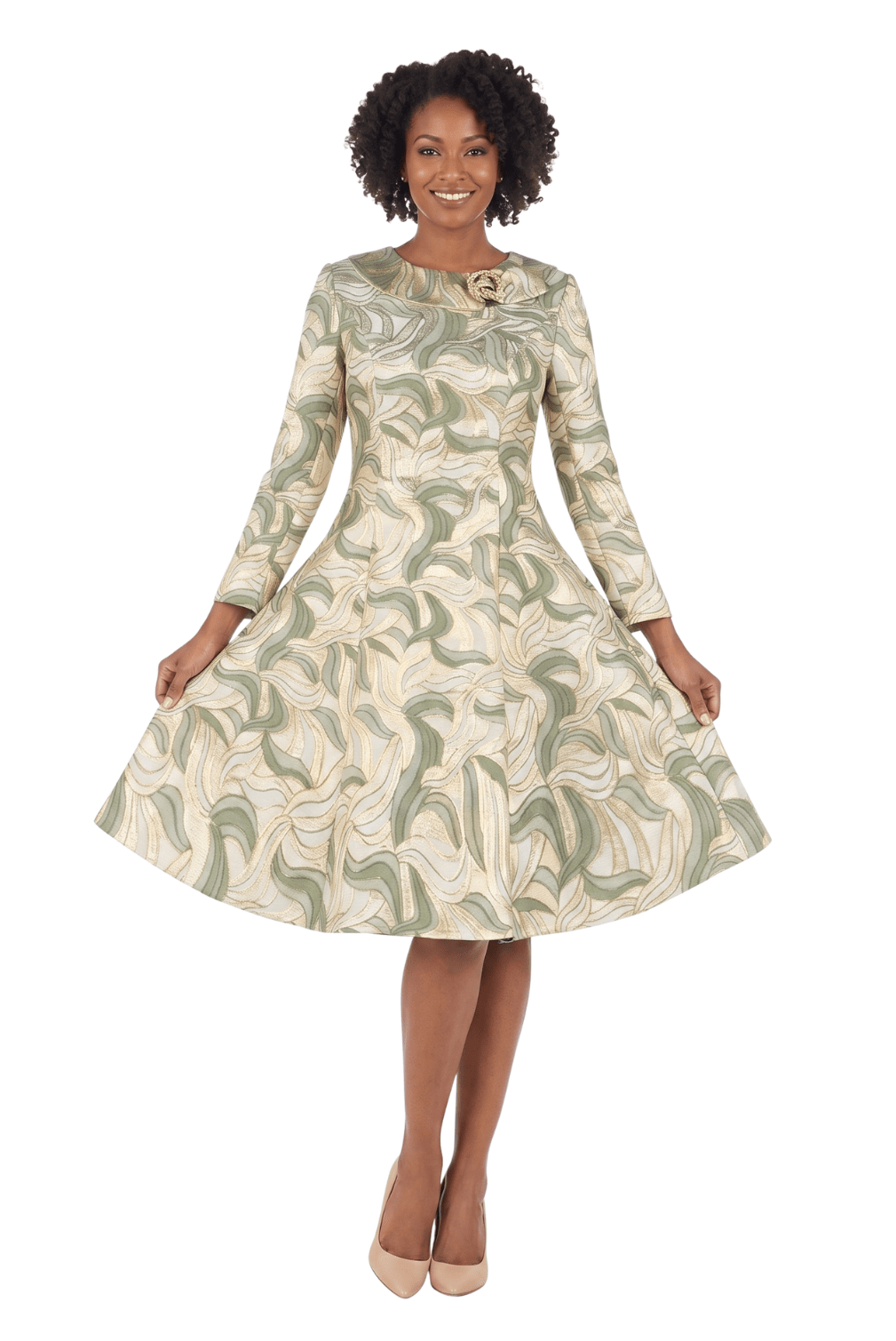 LS Brocade A - line Drs w/ Brooch - Plus - Especially Yours