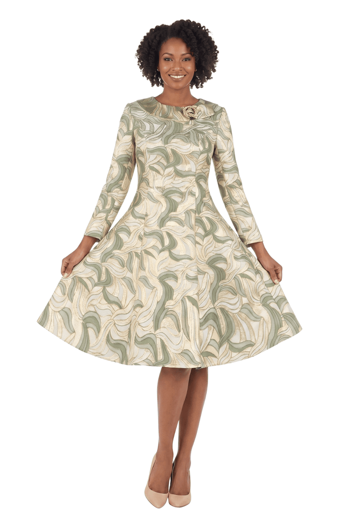 LS Brocade A - line Drs w/ Brooch - Plus - Especially Yours