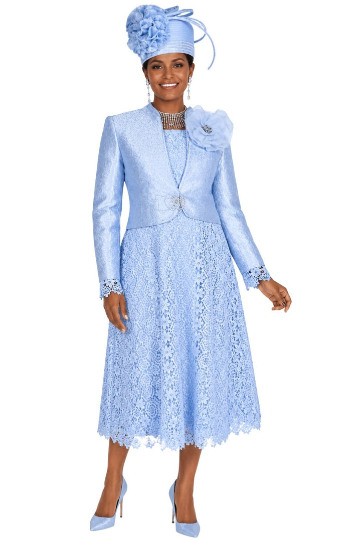Lace A-Line Cocktail Dress with Matching Floral Brocade Bolero Jacket 6411 - Especially Yours
