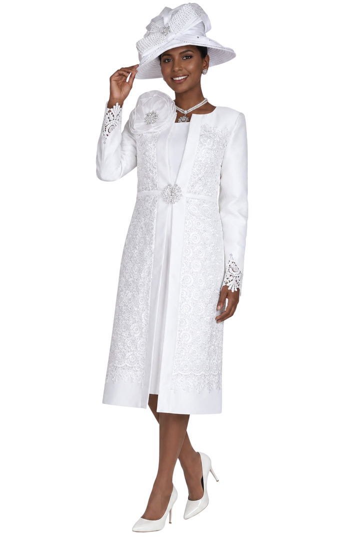 Elegant Embroidered Duster Dress Suit - 6359