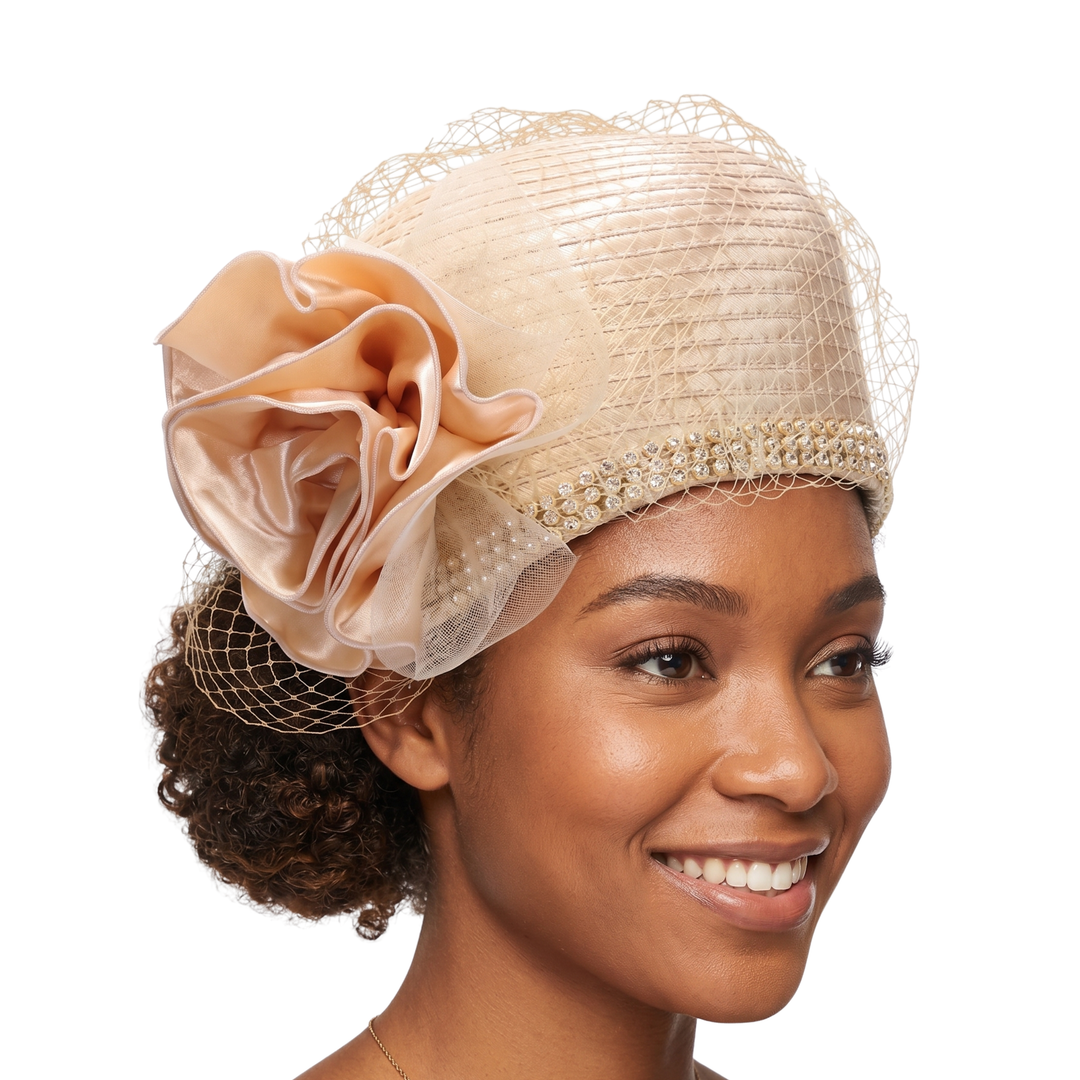 Pillbox Hat w/ Ovsz Flower and Veil