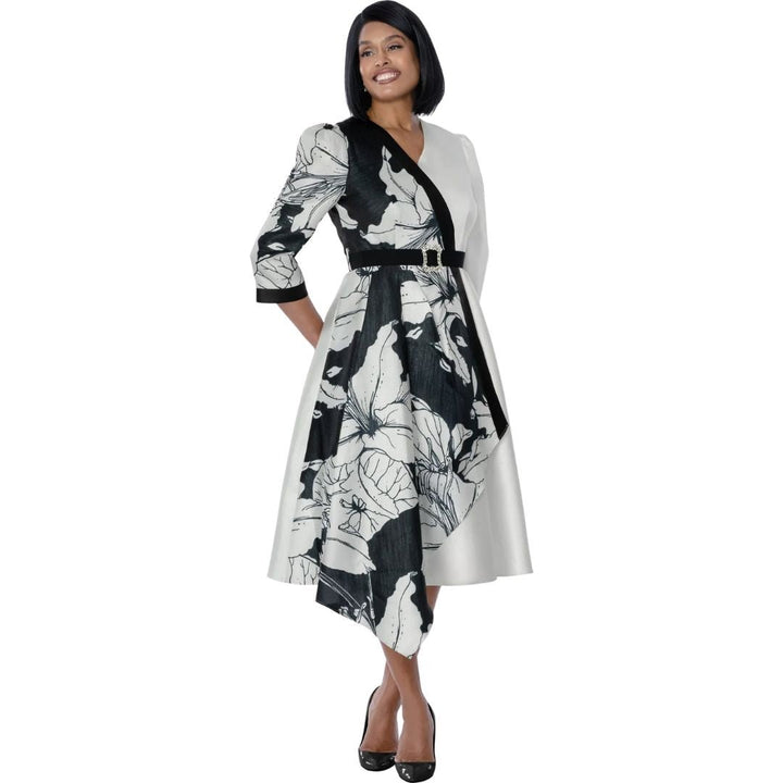 Black & White Floral Sketch Asymmetric Wrap Dress - Dresses by Nubiano - Especially Yours