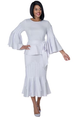 2pc Scuba Knit Church Dress With Flare Sleeves SL601012
