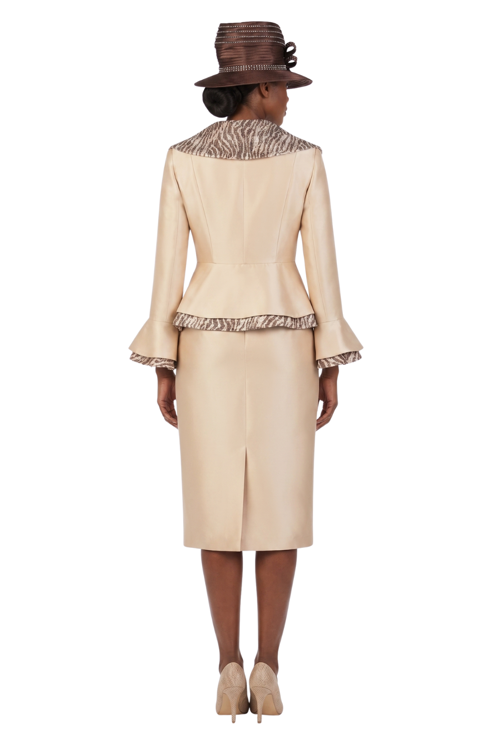 2pc Shawl Collar Uneven Jkt Sweep Skt Suit-Plus