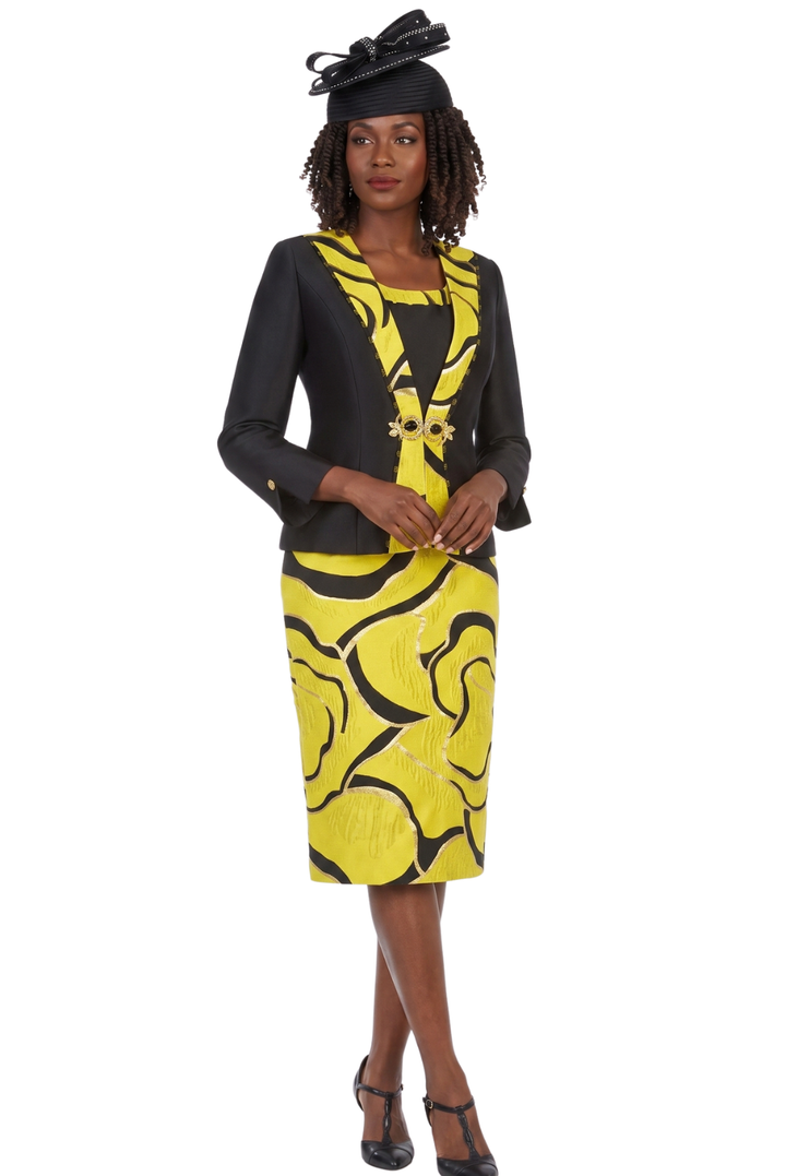 3pc Brocade+Silky Twill Skirt Suit w/ Beads-Plus