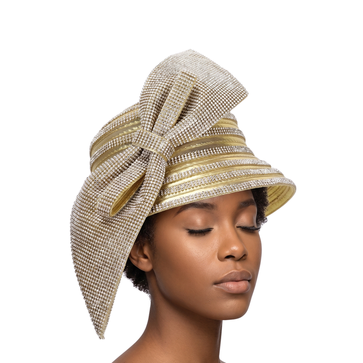 METALLIC OVSZ BOW STRIPED HAT