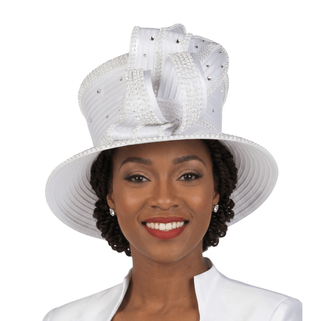 Rhinestone Embellished Sculpted Wide-Brim Hat - Especially Yours