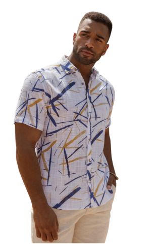 Men's Resort Style Casual Linen Blend Colorful Print Shirt