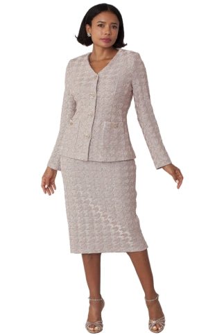Peach Textured Knit 2-Piece Midi Suit w/ Button Front Jacket – 7319 - Especially Yours
