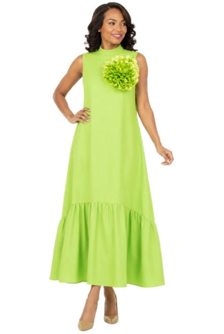 Luxury Flare Dress with Handcrafted Floral Detail