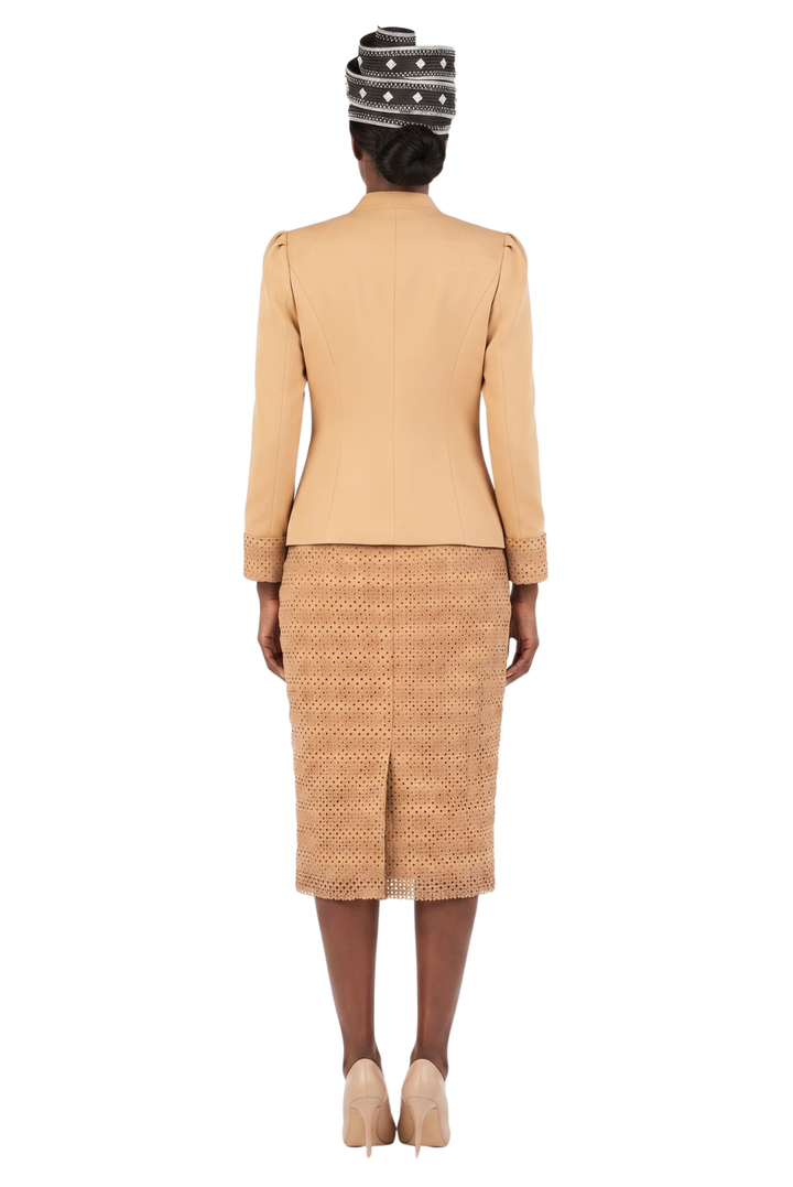 3pc Dotted Textured Lace Combo Skt Suit