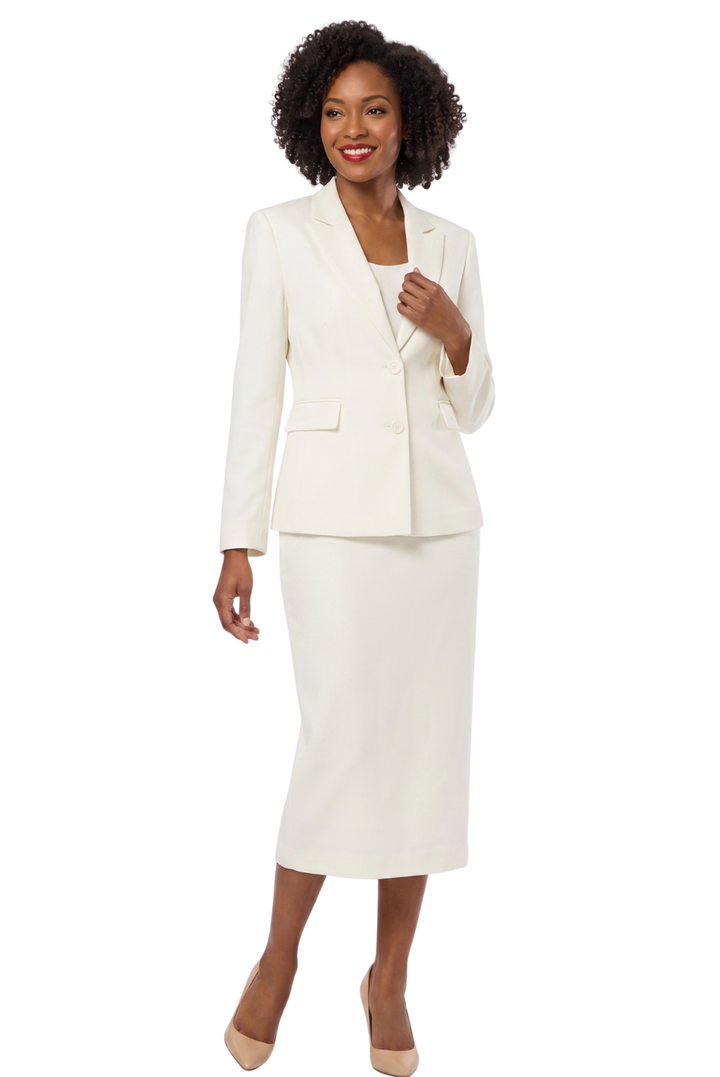 2pc Notch Collar 2-button Skirt Suit