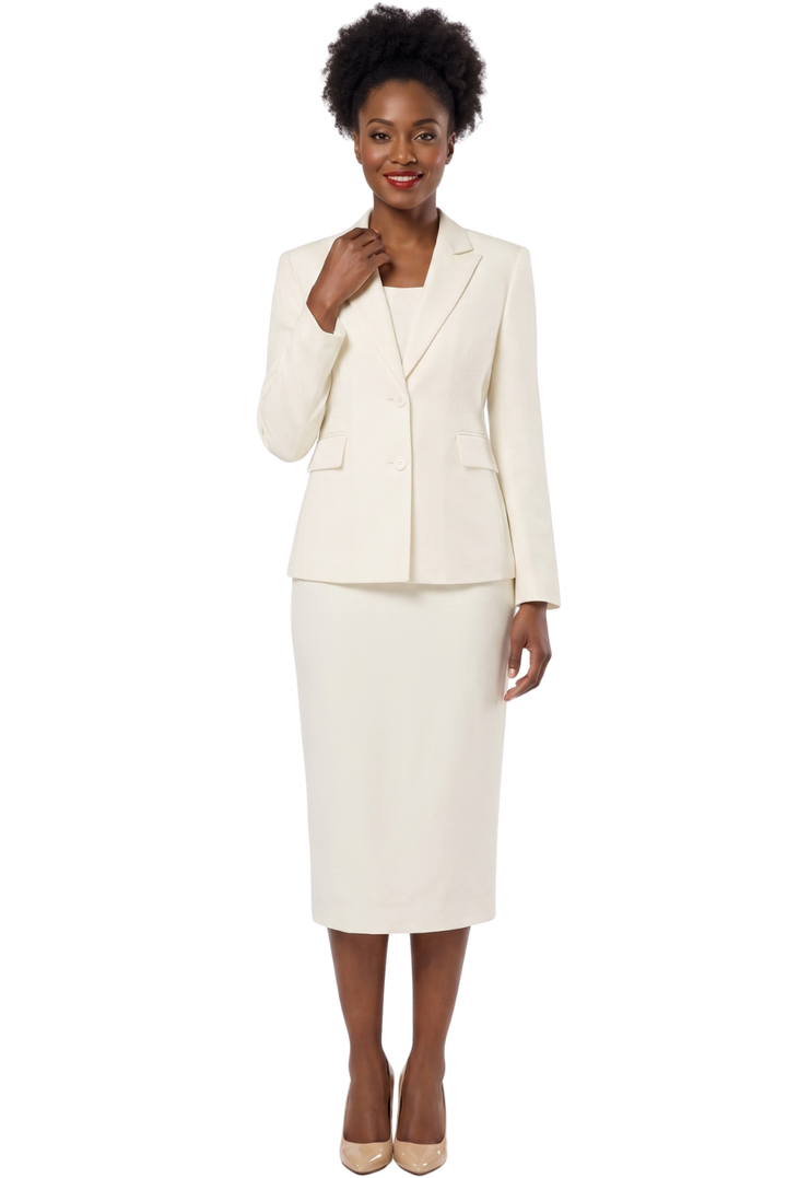 2pc Notch Collar 2-button Skirt Suit-Plus size