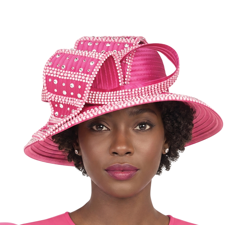 Wide Brim Hat w/ Rhinestone Decor