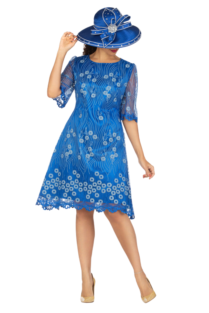 1pc Short Slv Lux Lace A-line Dress - Plus