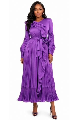 Forest Ruffle Pleated Midi Dress - 83014 - Especially Yours