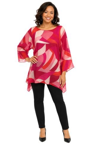 LIOR Women's Pink Blush Abstract One Size Sheer Blouse - Especially Yours