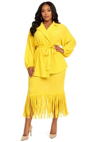 Modern Pleat Fringe Skirt Suit - 83022 - Especially Yours