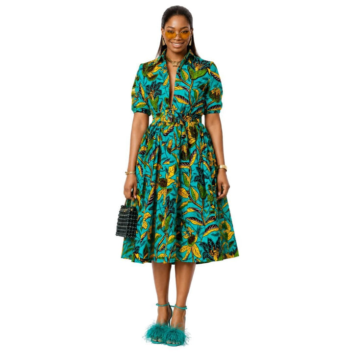 MOREMI AFRICAN PRINT BUTTON DOWN DRESS [MULTICOLOR] - Especially Yours