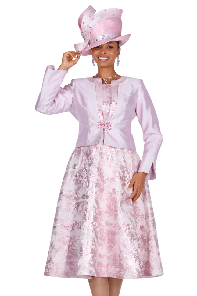 Floral Jacquard Sleeveless A-Line Dress with Cropped Satin Bolero Jacket - 6453 - Especially Yours