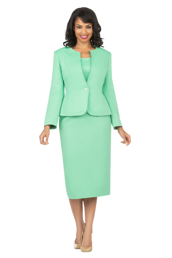 3pc Novelty Skirt Suit w/ Embellished Button - Plus Size