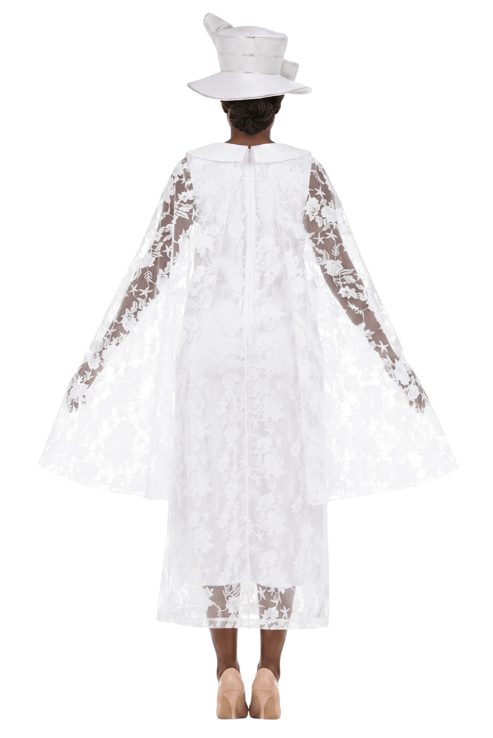 Faux 2pc Lace Overlay Drs w/ Cape - Especially Yours
