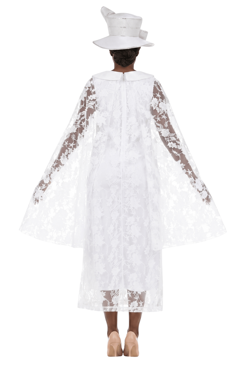 Faux 2pc Lace Overlay Drs w/ Cape - Especially Yours