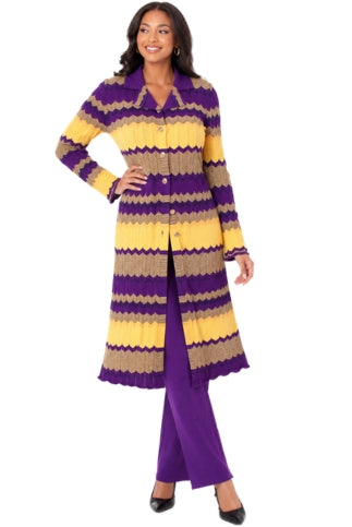 Striped Knit Duster Pant Set - 51014