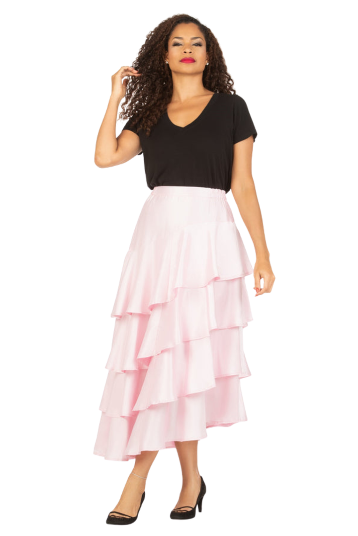 1pc Uneven Sweep Shantung Tiered Skirt