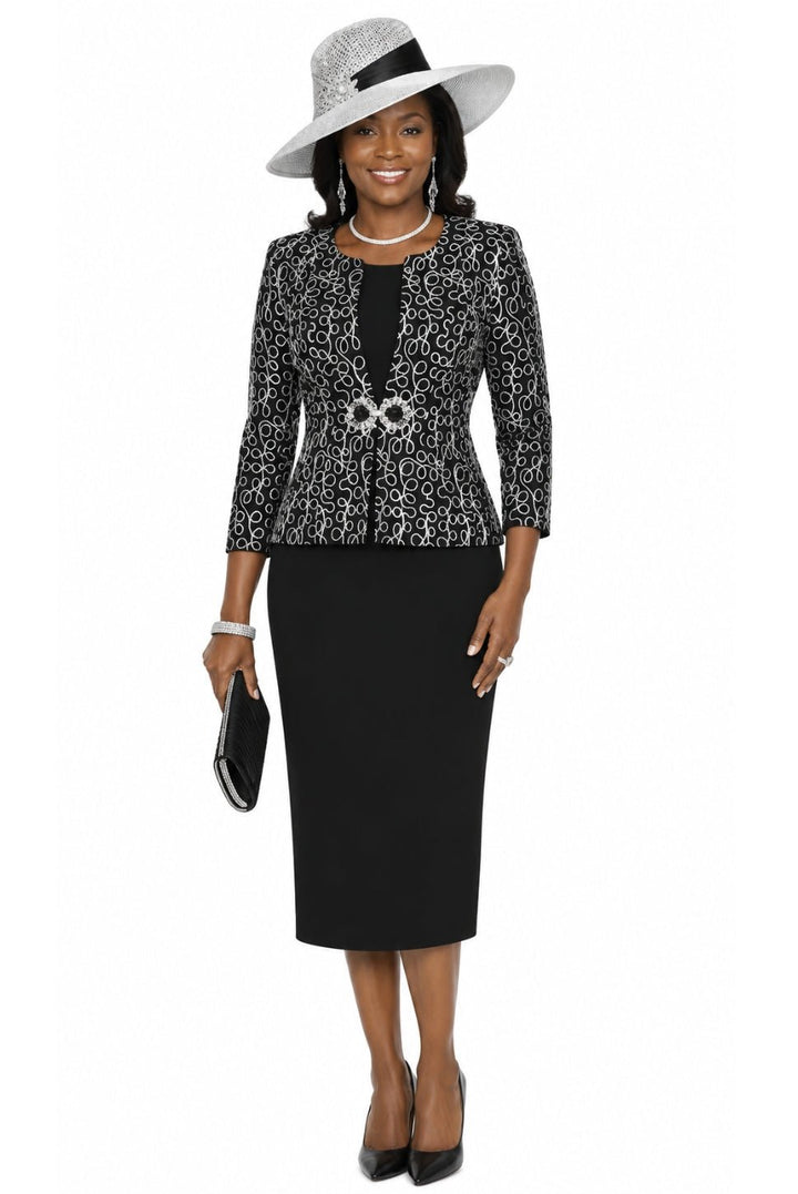 Scroll-Embroidered Jacket & Sheath Set by Lily & Taylor - Especially Yours