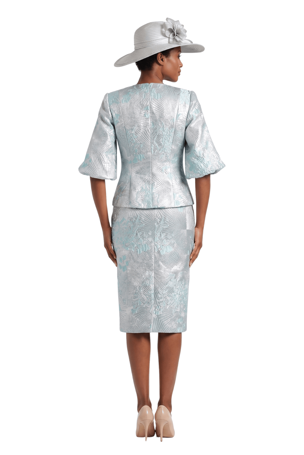 2pc Elbow Length Slv Brocade Skt Suit - Especially Yours