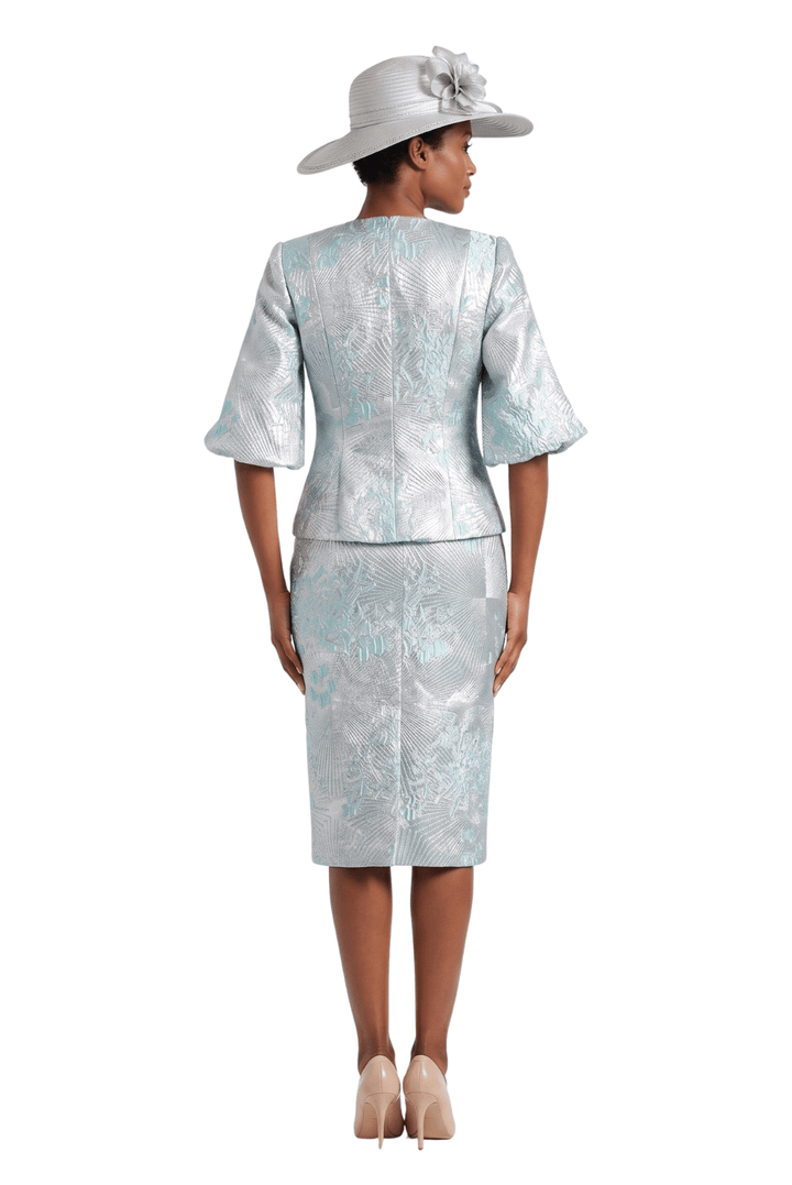2pc Elbow Length Slv Brocade Skt Suit - Especially Yours
