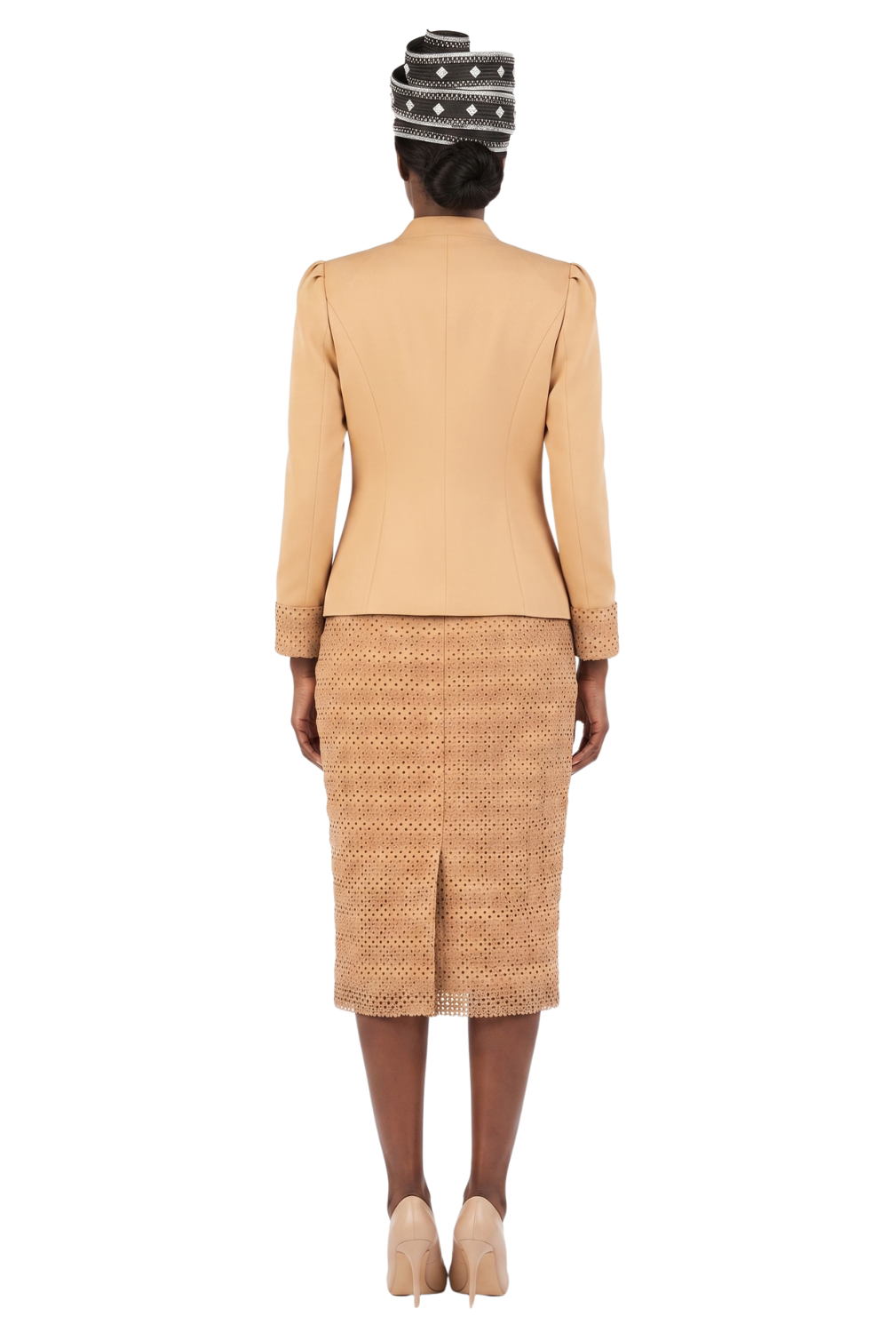 3pc Dotted Textured Lace Combo Skt Suit-Plus