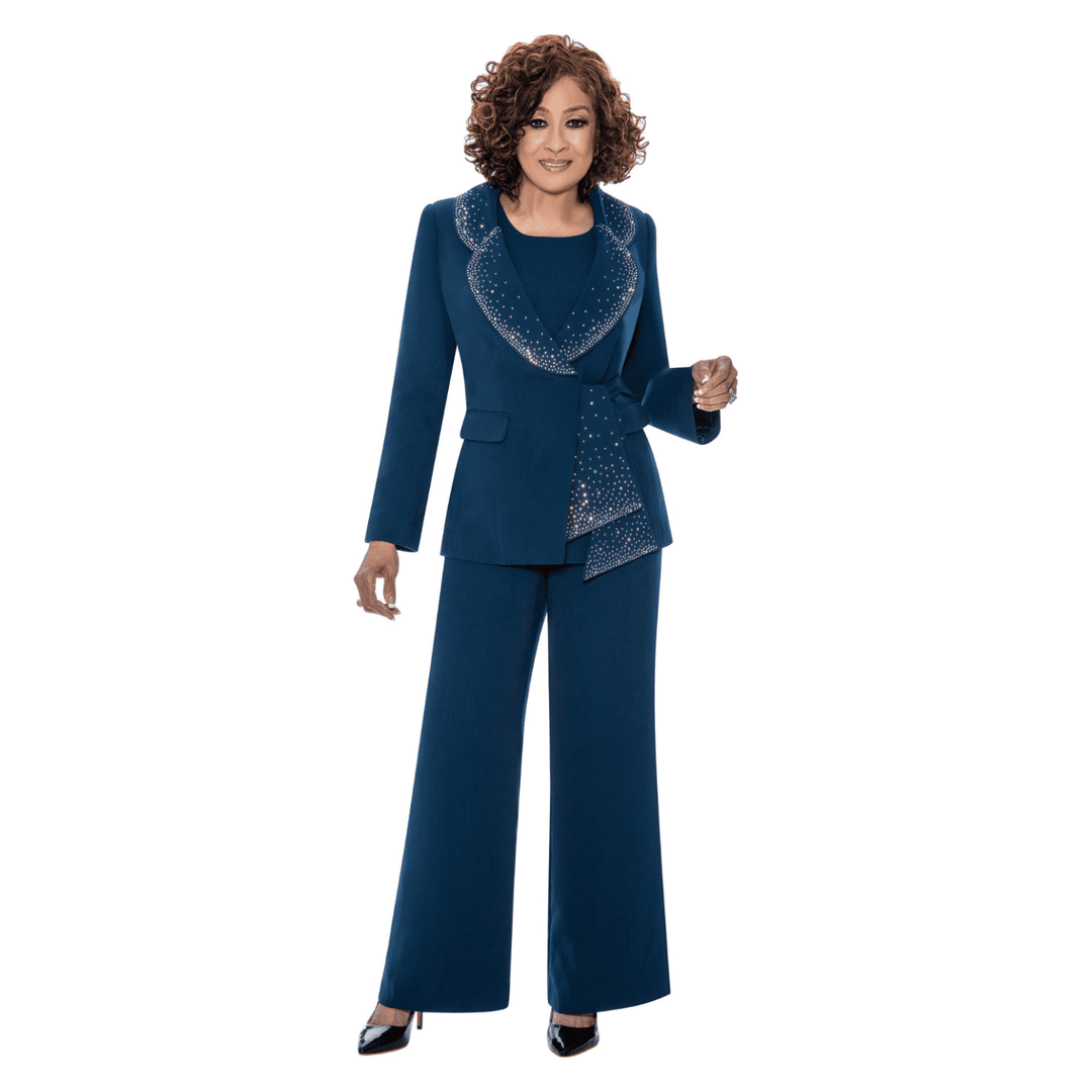 Crepe Pantsuit with Cami, Rounded Collar Jacket 309093 - Especially Yours