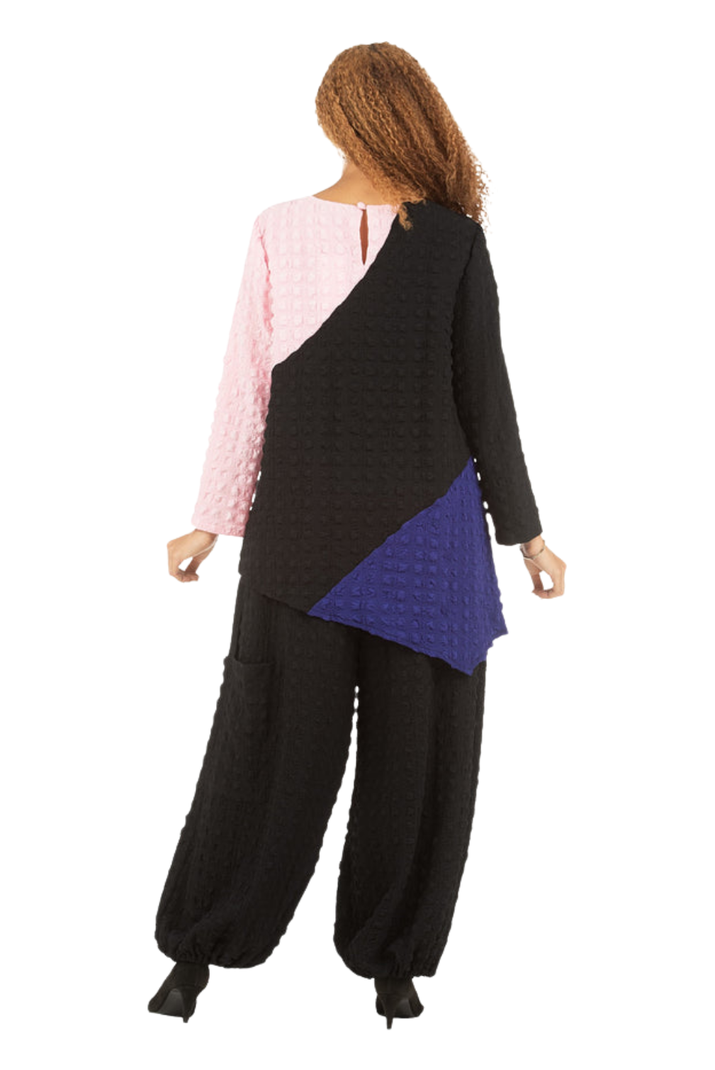 2pc Color Block Popcorn Fbrc Pants Set