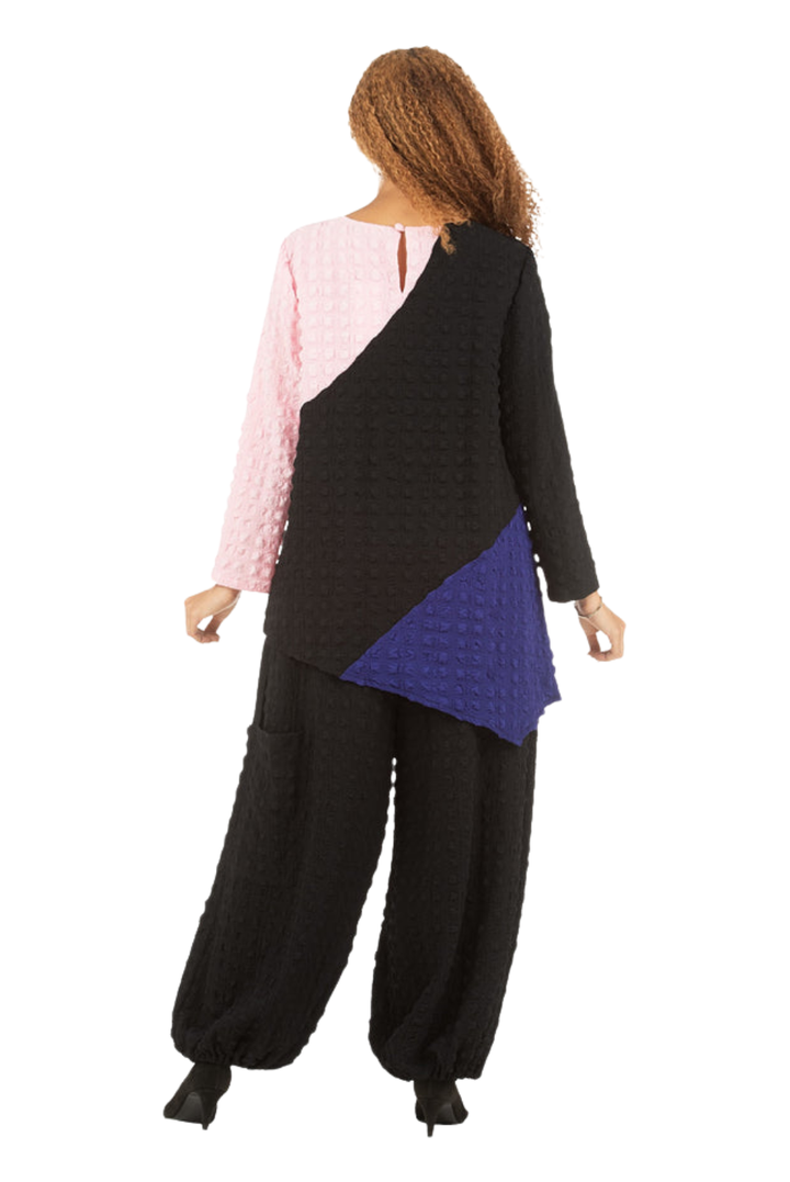 2pc Color Block Popcorn Fbrc Pants Set
