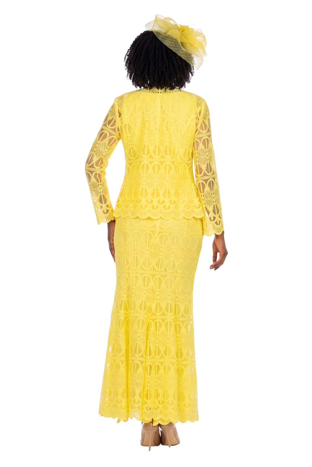 3pc Lux Lace Skirt Suit w/ Scallop Hems