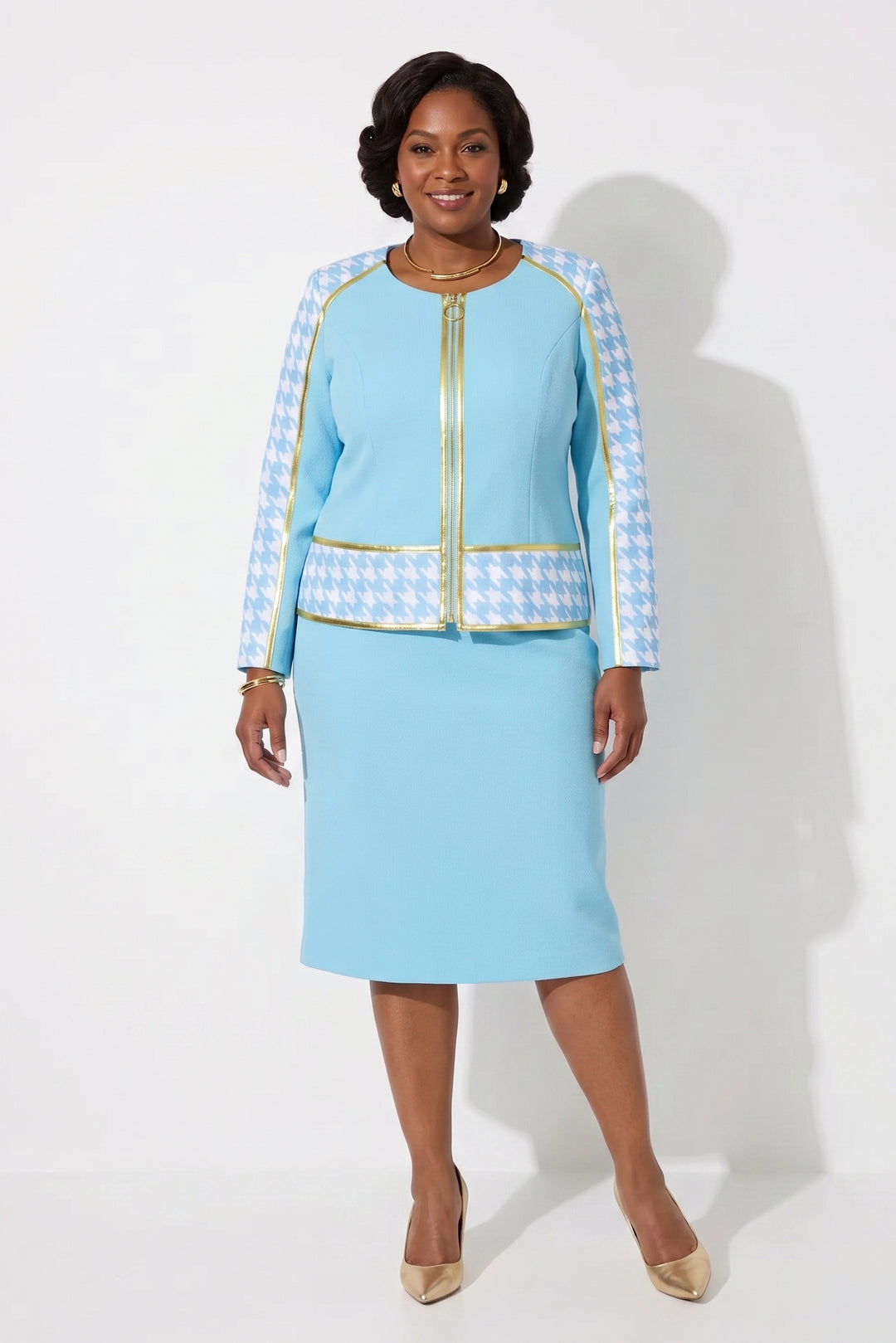 Checks 'n Gold Border Suit by EY Boutique
